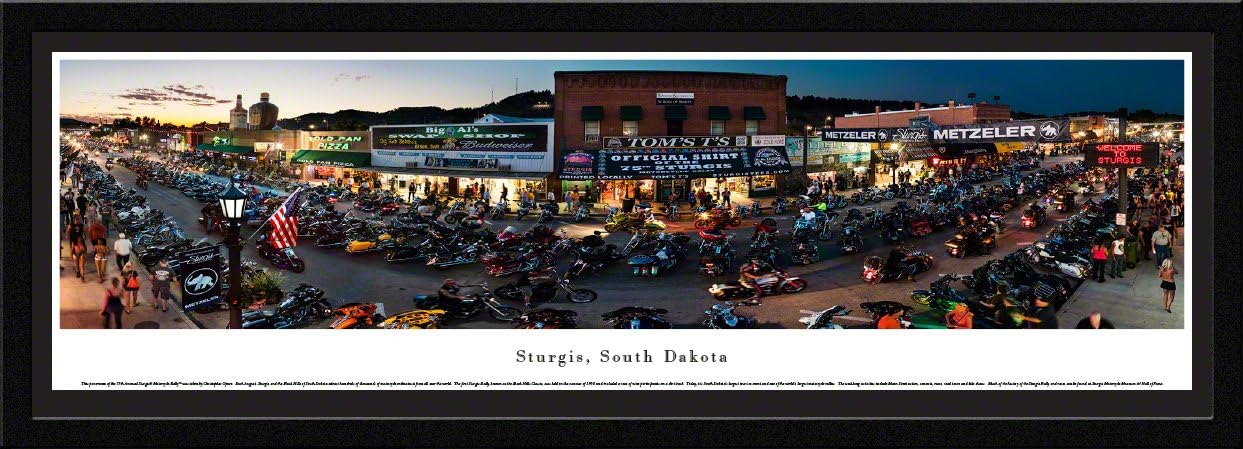 Sturgis, South Dakota - 75th Anniversary - Blakeway Panoramas Skyline Posters with Select Frame
