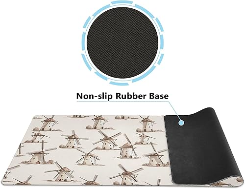 Miniatura 2 de ALAZA Retro Windmill Large Gaming Mouse Pad Big Mousepad Mice Keyboard Mat with Non-Slip Rubber Base for Computer Laptop Home & Office, 31.5 X 11.8