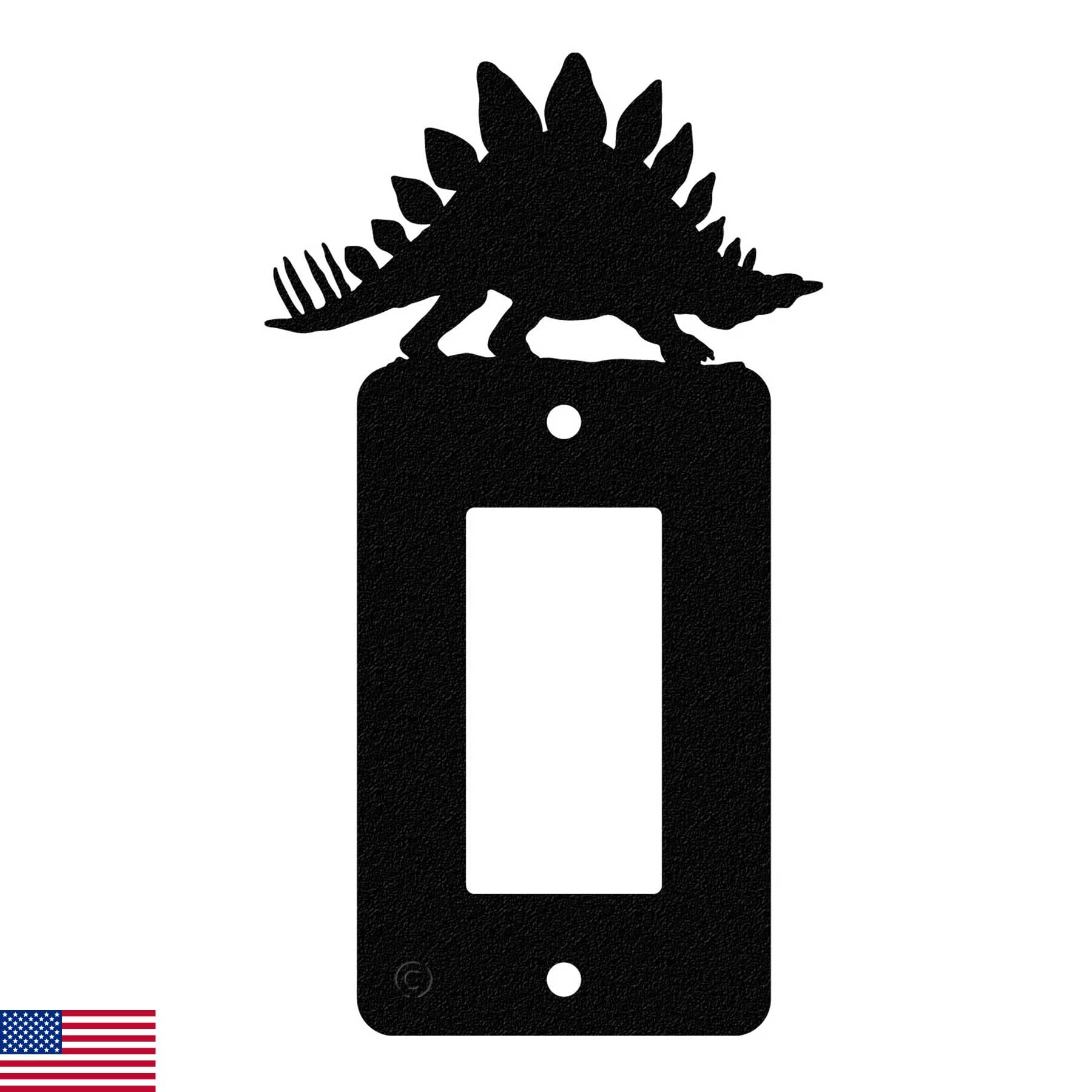 Innovative Fabricators, Inc.Stegosaurus Dinosaur Single Gang Light Switch, GFCI Power Outlet, Wall Plate (Single Rocker (GFCI), Black)