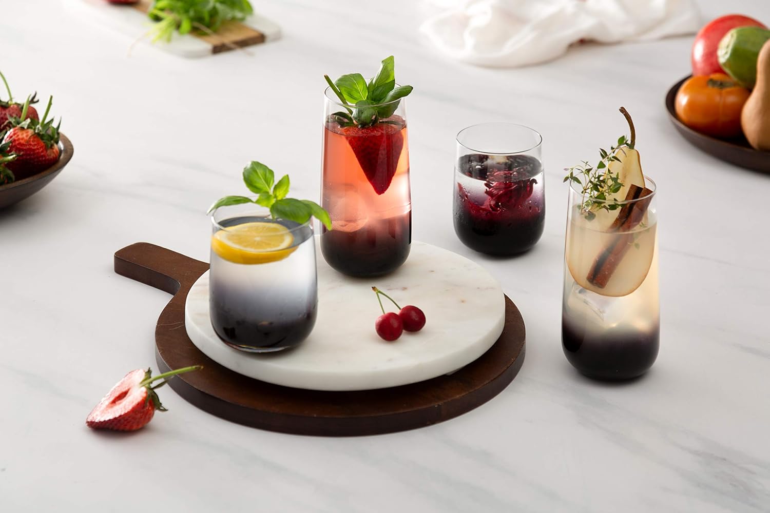 Review Discount JoyJolt Black Swan Rocks Glass And Highball Glass Collection,Premium Crystal Glassware, Set Of 8