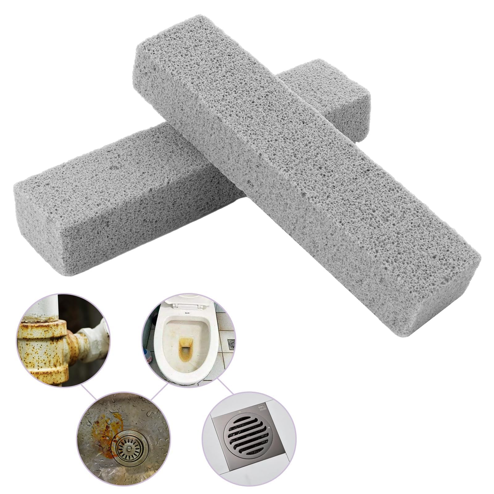 Lot de 24 Pierre Ponce WC et Nettoyage, Bloc de Pierre de Nettoyage Haute Densité pour Toilette, Grille de Barbecue et Carrelage, Gris