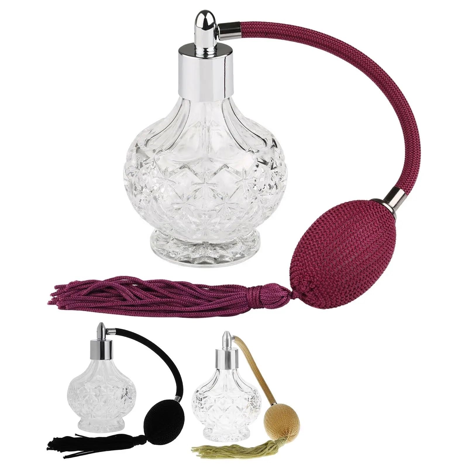 Bottiglia di profumo in vetro vuota con spruzzatore classico bulbo d'aria in vintage da 80 ml Per Feste E Banchetti