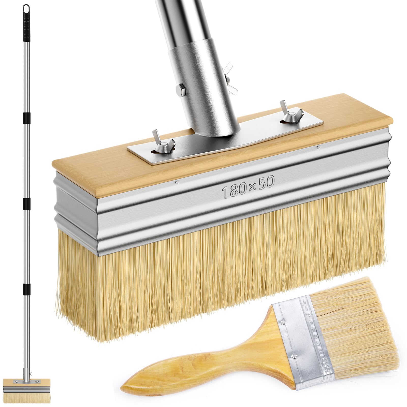 Abiglifty Decking Paint Brush Kit, 59" Adjustable Stainless Handle