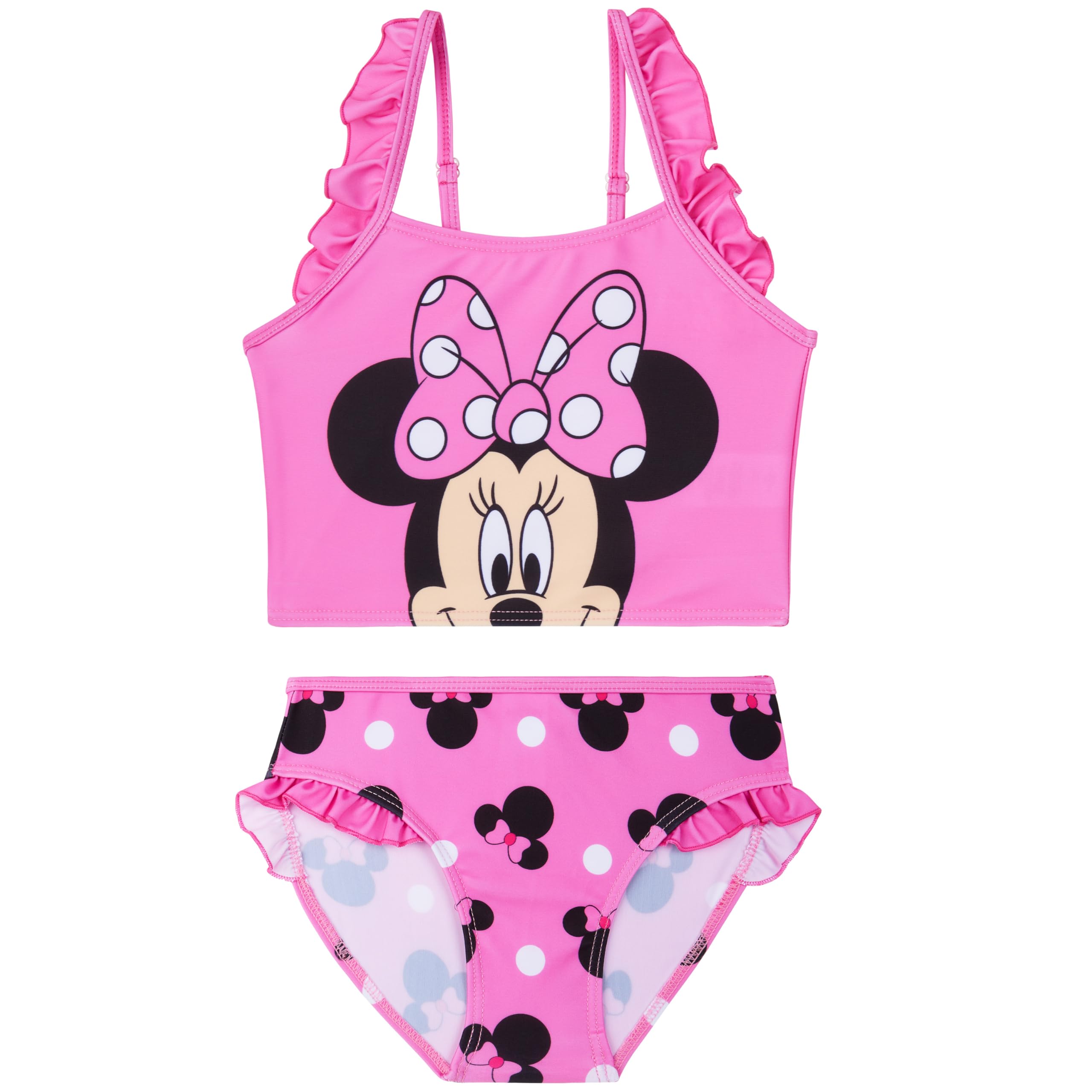 Disney Stitch | Minnie Mouse Bikini Mädchen Badeanzug, Elastisch & Verstellbar, Sommer Bademode Tankini Set Zweiteilig, Geschenke für Kinder
