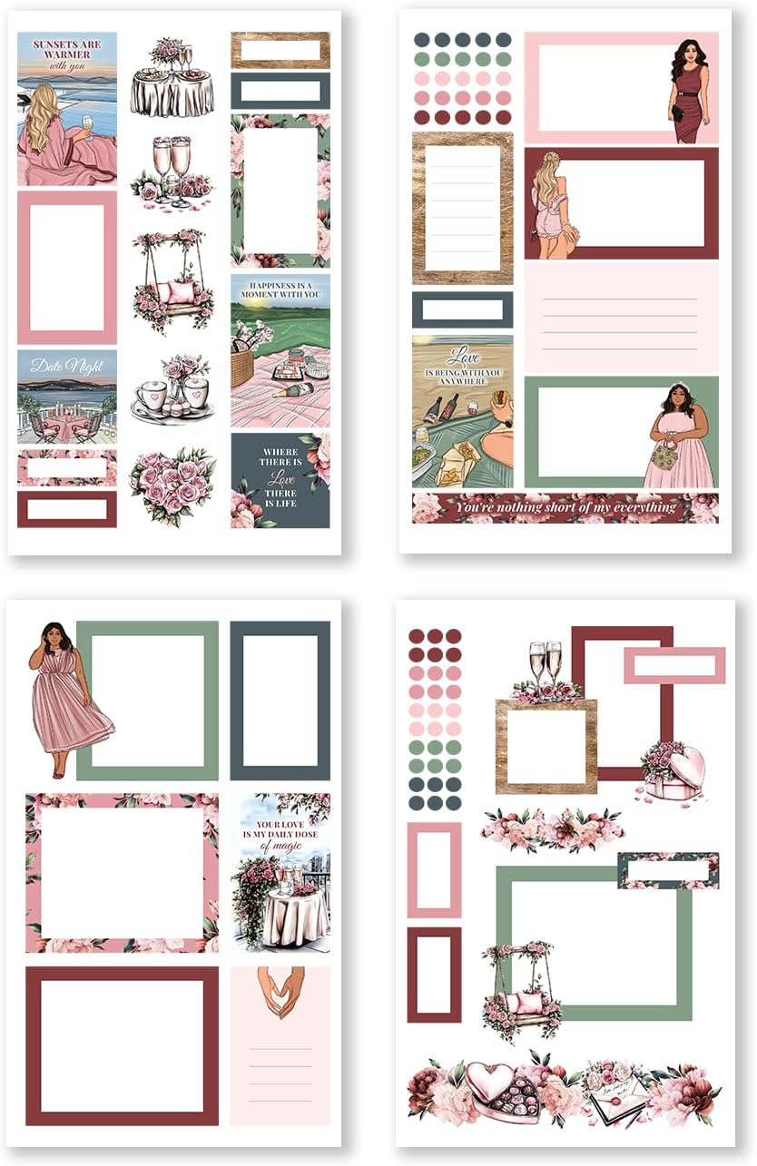 Rongrong Better Together Sticker Book for Planners, Calendars and Journals – Relationships, Couple Life, Love Themed – Scrapbook Accessories – 24 Pages