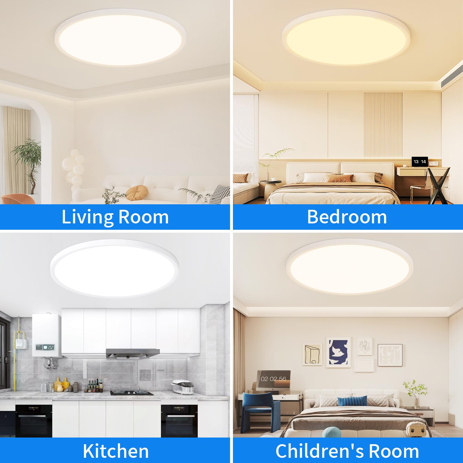 MOONSEA 60W LED Deckenleuchte Flach Dimmbar Ø60cm Deckenlampe Rund | 3000-6000K Ultra Dünn Deckenlampe mit Fernbedienung, Deckenleuchte Weiß für Wohnzimmer Schlafzimmer Kinderzimmer Büro