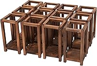 Vista 5 de 12 piezas de centro de mesa de madera para decoración de mesa de boda rústica, decoración de granja, regalo de boda de granero de campo (marrón)