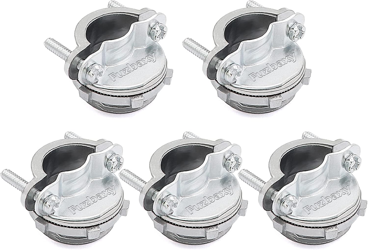 5Pack 1 inch NM Cable Clamp Type Connectors for Metallic Conduit Protect Cables Silver-Zinc