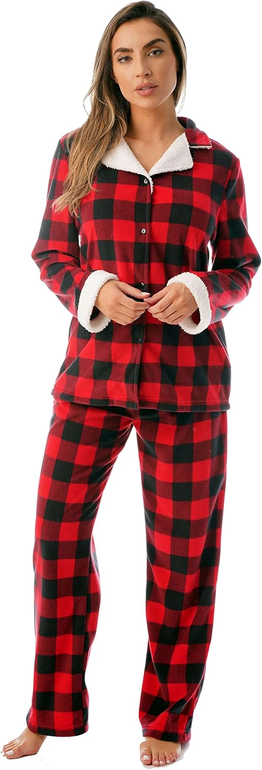 #followme Printed Flannel Button Front PJ Pant Set