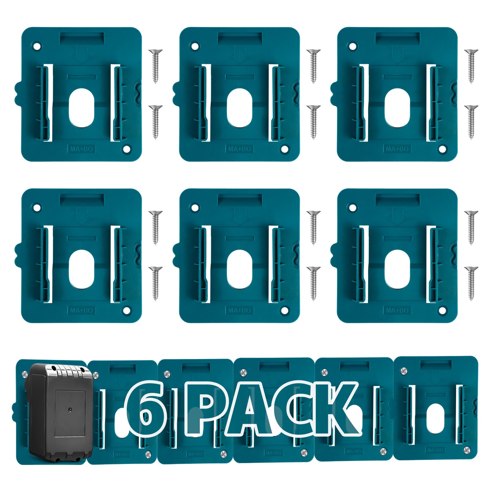 Lot de 6 supports de batterie pour batterie Bosch 18 V, support de batterie adapté pour batterie Bosch 2,0 Ah 3,0 Ah 4,0 Ah 5,0 Ah (avec 12 vis)
