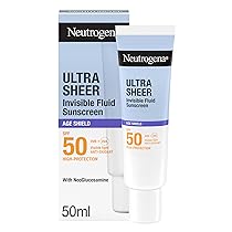 Neutrogena Ultra Sheer Fluido Invisibile Protezione Solare con Scudo Anti-Età SPF 50 50 ml, Crema viso antirughe e antimacchie, Crema viso SPF 50 ultra-leggera, Senza profumo, Non comedogenica