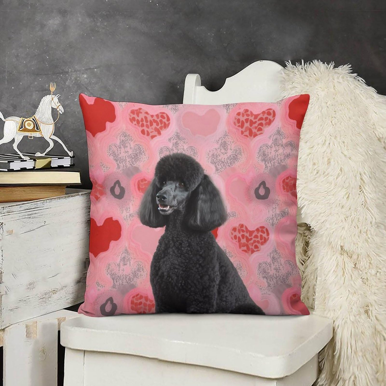 FodPand Boho Farmhouse Poodles Dogs Pillow Covers with Hidden Zipper 22x22 Soft Plush Cushion Cover Decorative Throw Pillow Cases for Couch Bed Sofa Living Room Indoor Outdoor Home Decor