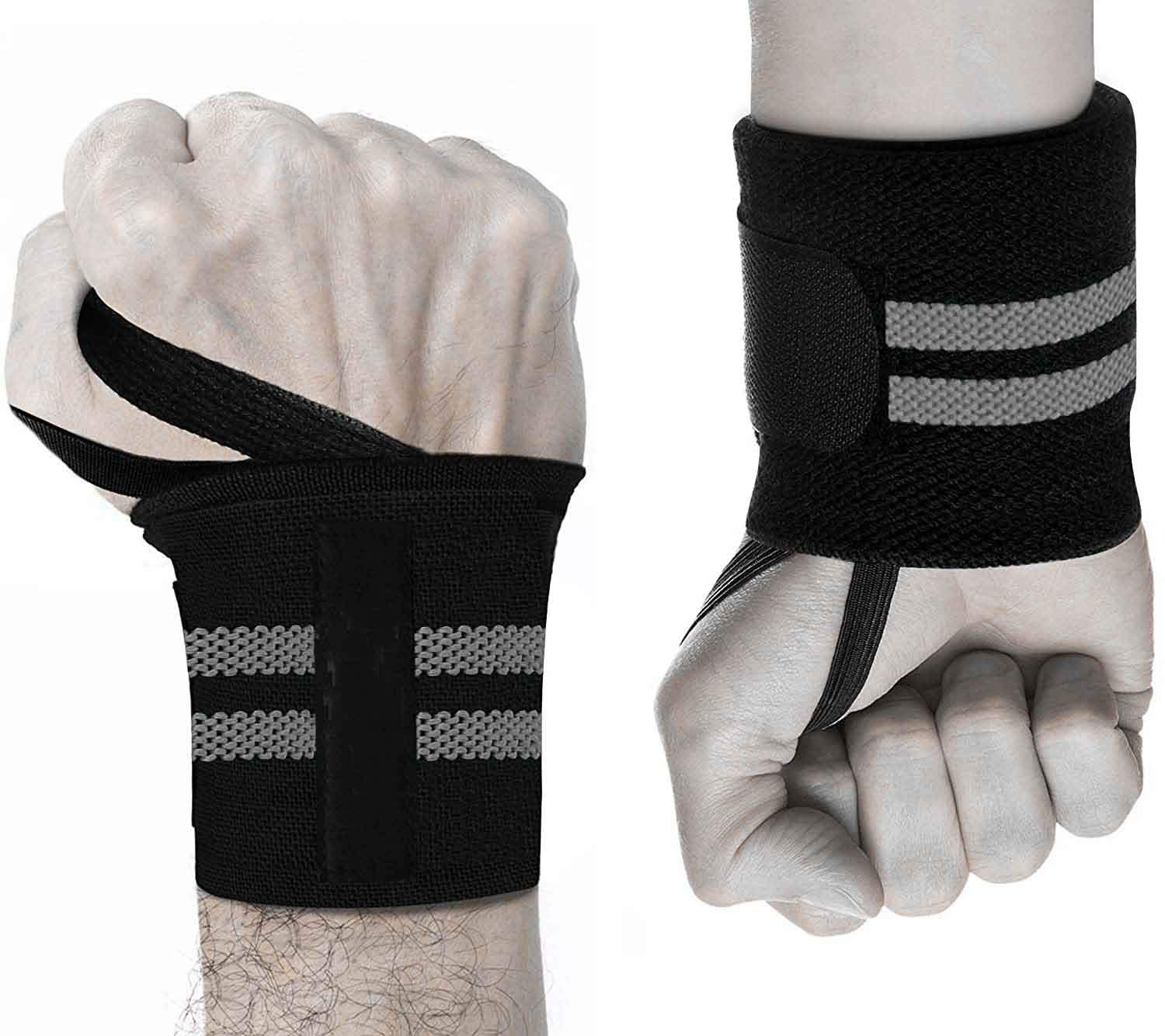 Serveuttam Unisex Professional Quality Wrist Strap with 2.5"" Thumb Loops for Powerlifting, Bodybuilding, Weight Lifting, Strength Training, One Size fits All Men& Women (Grey,Black)-image-12