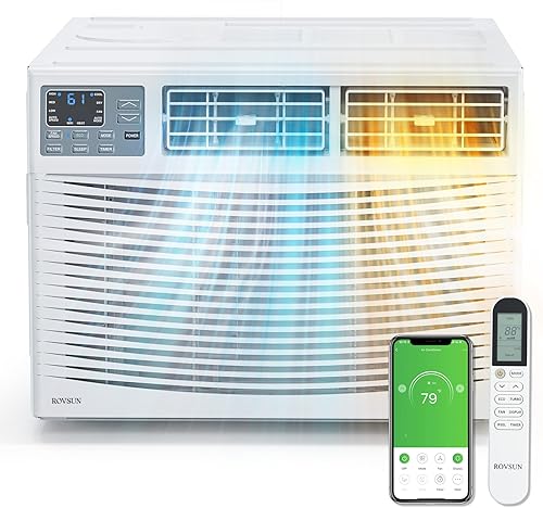 ROVSUN Aire acondicionado de ventana de 12000 BTU con calor, unidad de CA de ventana y calentador combinado con aplicación y control inteligente de