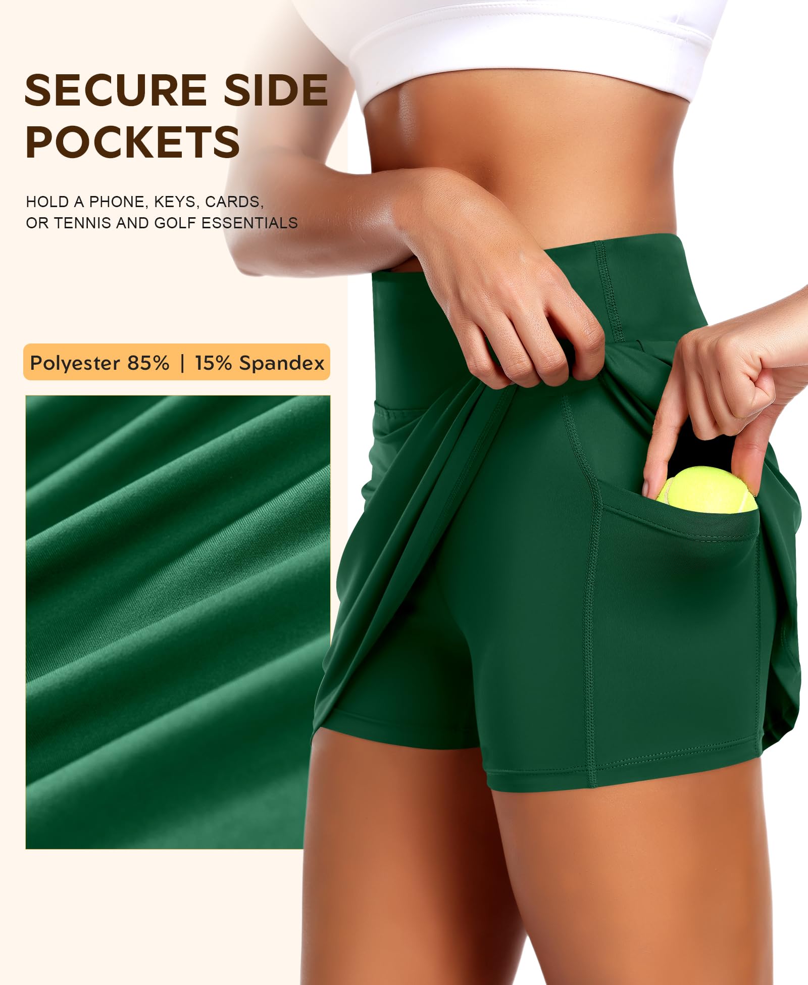 JoyGirl Faldas de tenis de 38 cm con pantalones cortos para mujer, falda de golf de cintura alta con bolsillos, minifaldas casuales