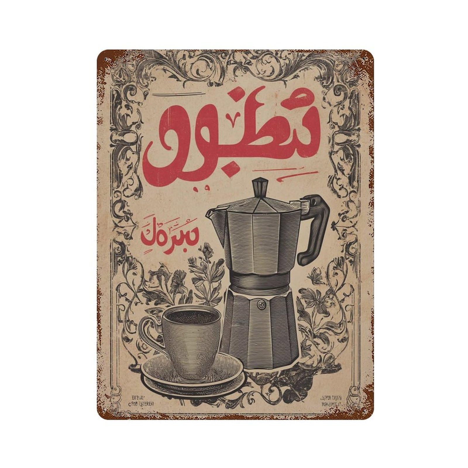 xiaoxiaoshen Arabic Coffee Maker Middle Eastern Cafe Retro Espresso Kitchen Typography Wall Decor Art Metal Tin Poster Modern Home Decor Art Home Bar Shop Decorations Vintage Sign 40x30cm