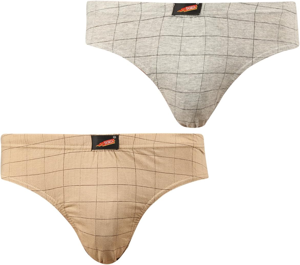 SOLOMens NEO-Tech Wrapper Fabric - Ultra Soft Modern Cotton Brief - Checks Box Design - (Pack of 2)