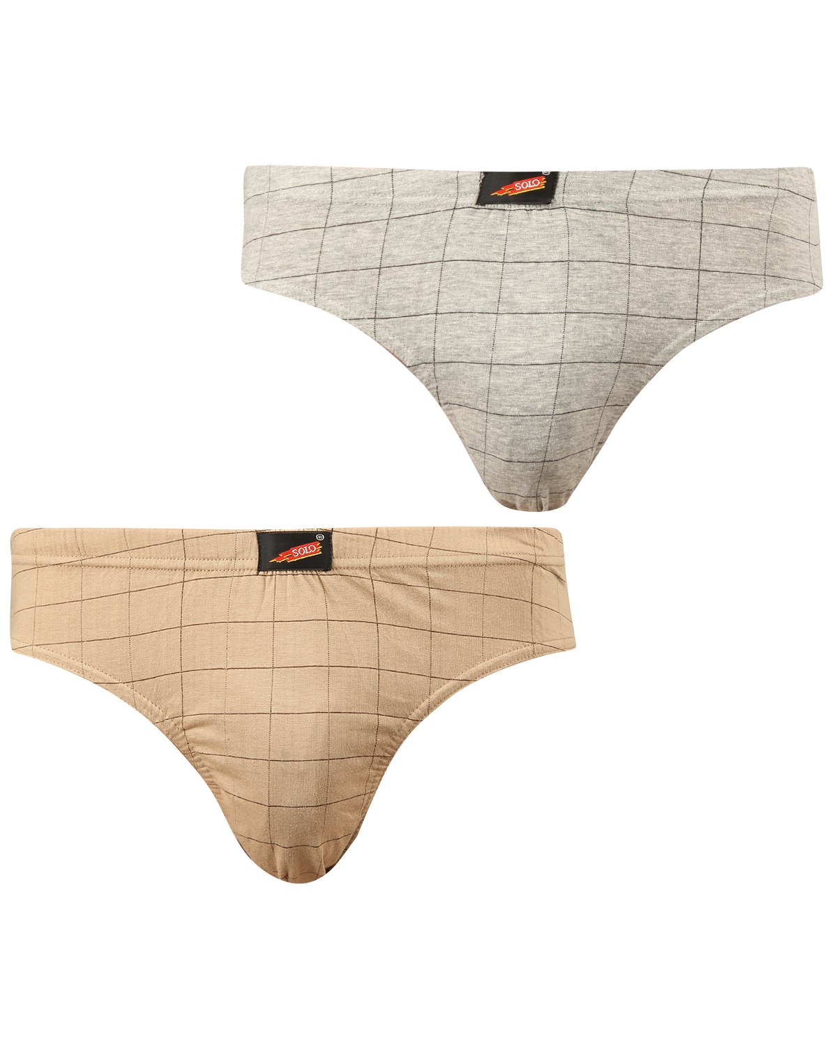 SOLOMens NEO-Tech Wrapper Fabric - Ultra Soft Modern Cotton Brief - Checks Box Design - (Pack of 2)