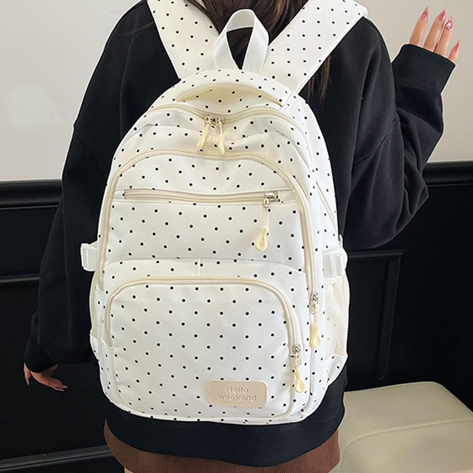 Kawaii - Set di 3 cartelli per la scuola, motivo a pois, con scomparti