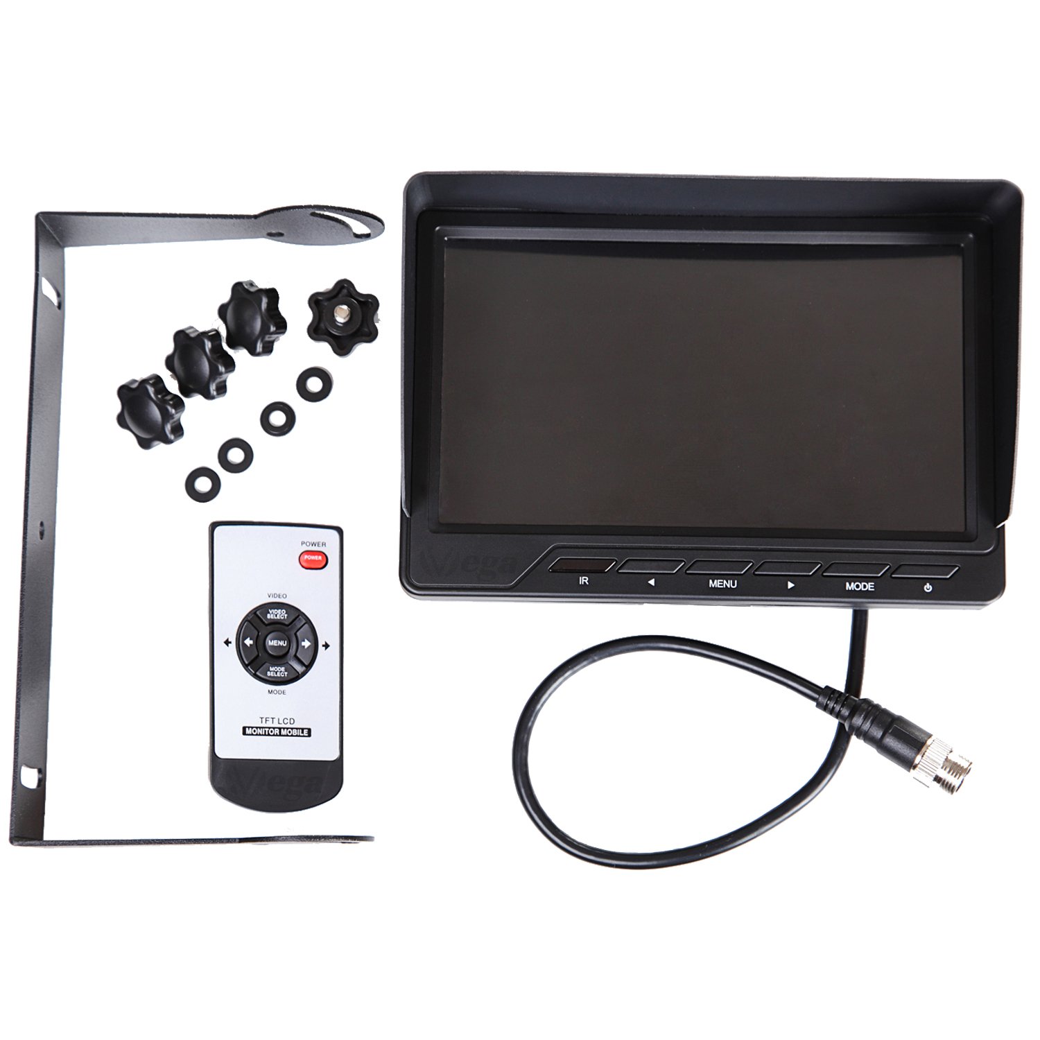 VSG Monitor retromarcia QUAD da 7” / per impieghi gravosi / 4 ingressi video / 12-24 volt/robusto/mirroring delle immagini/alimentazione della telecamera/omologazione elettronica/serie SELECT