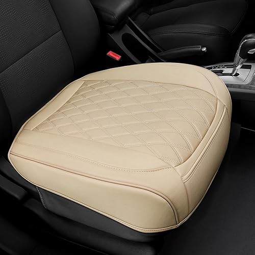 Miniatura 27 de Paquete de 2 fundas de cuero para asiento delantero de automóvil, antideslizantes y de envoltura completa, protectores de asiento de automóvil