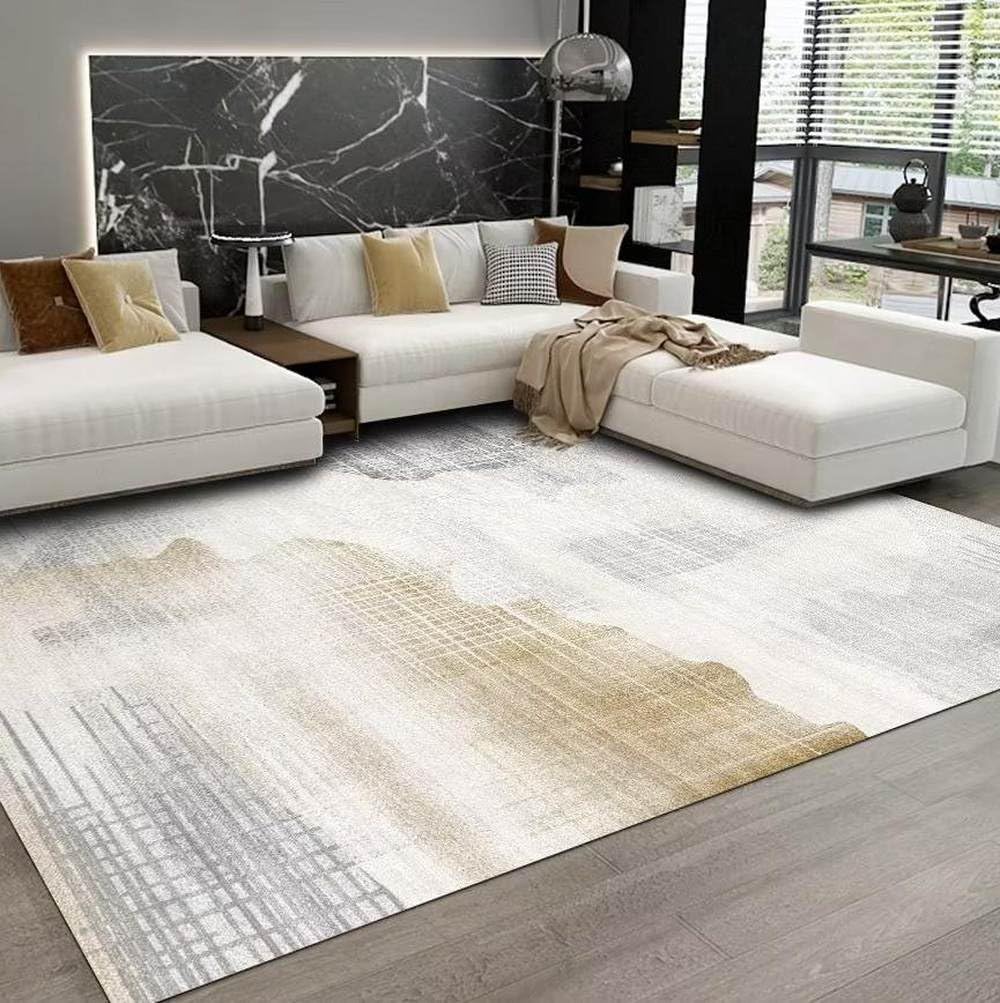 Grand tapis moderne pour salon gris et antidérapant de 6,80 x 120 cm