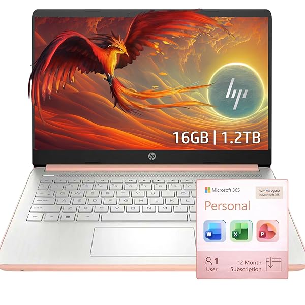 HP Ultrabook Laptop, 16GB RAM, 1.2TB Storage, Microsoft 365 Included, Intel 13th 4-Core | 1TB OneDrive, 128GB UFS and 128GB External, Fast, Smart, Budget-Friendly, AI-Ready Essential no Mouse