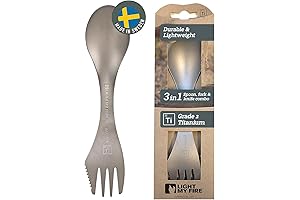 Titanium Spork Camping Spoon Fork Knife Combo: Light My Fire Firesteel