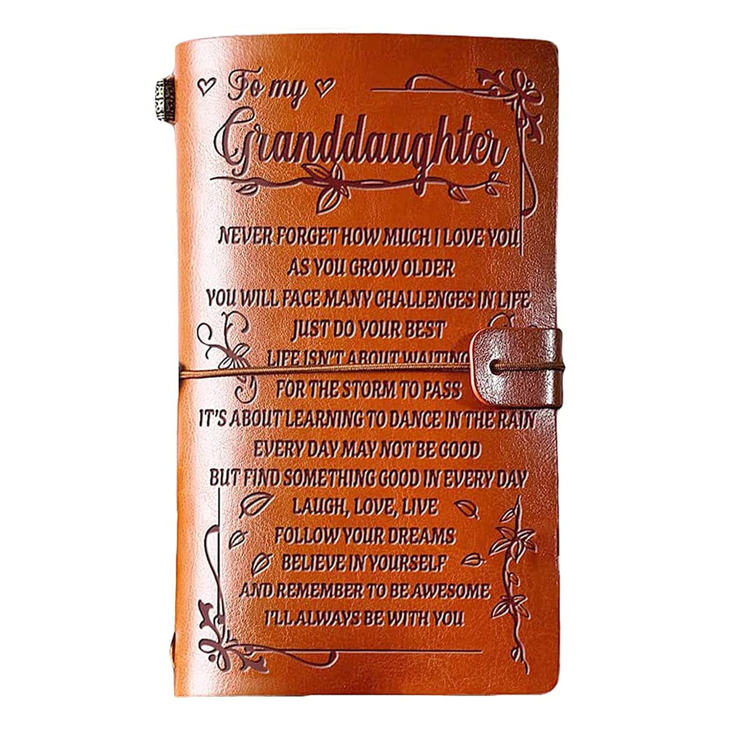 NectaRoy Leather Journals, Granddaughter Christmas Birthday Gifts, 140 Pages Travel Journal Diary Notebook Graduation Gift for Girls, Refillable Paper, 7.87"x4.7"