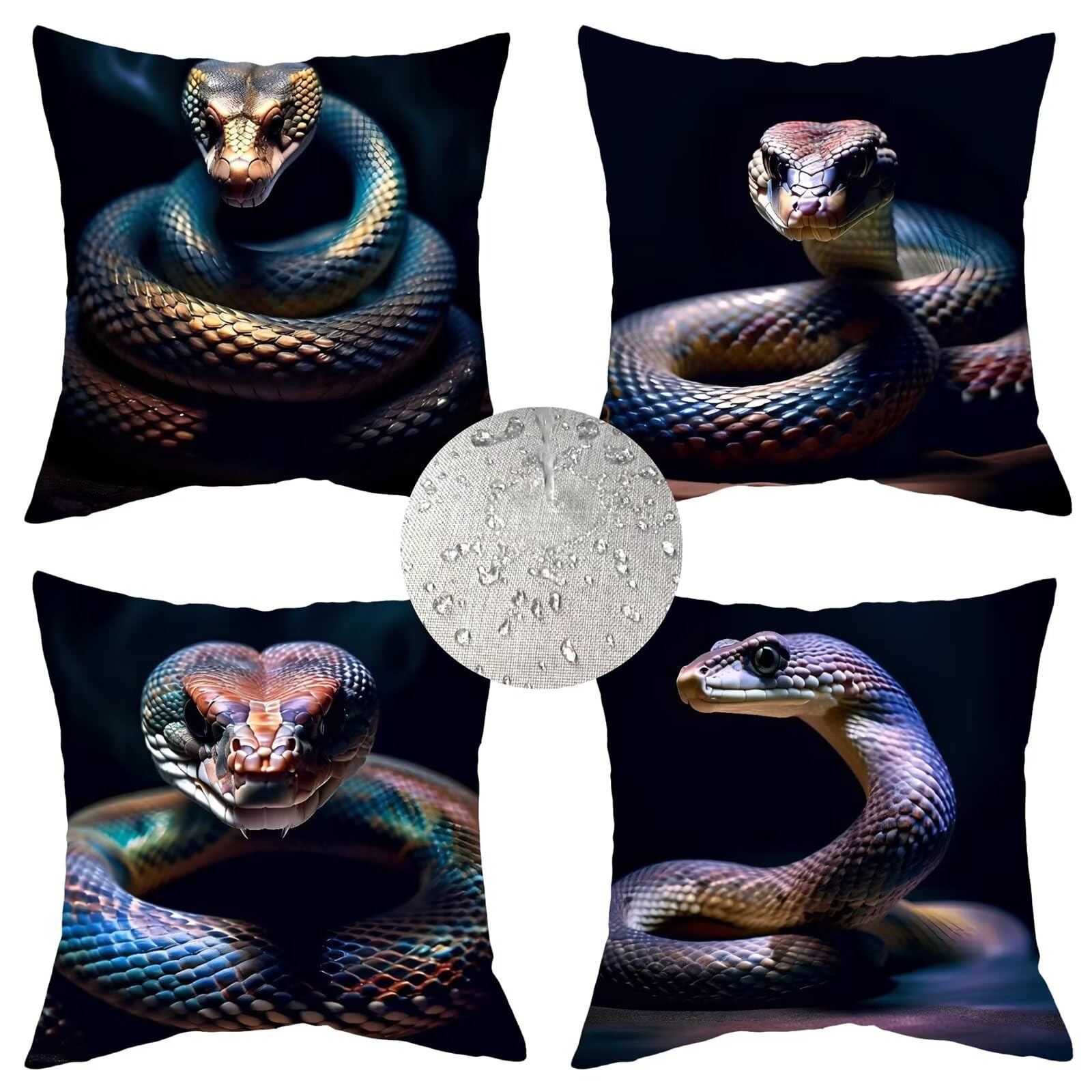 Housse coussin extérieure décor serpent pour canapé de jardin et salon de jardin