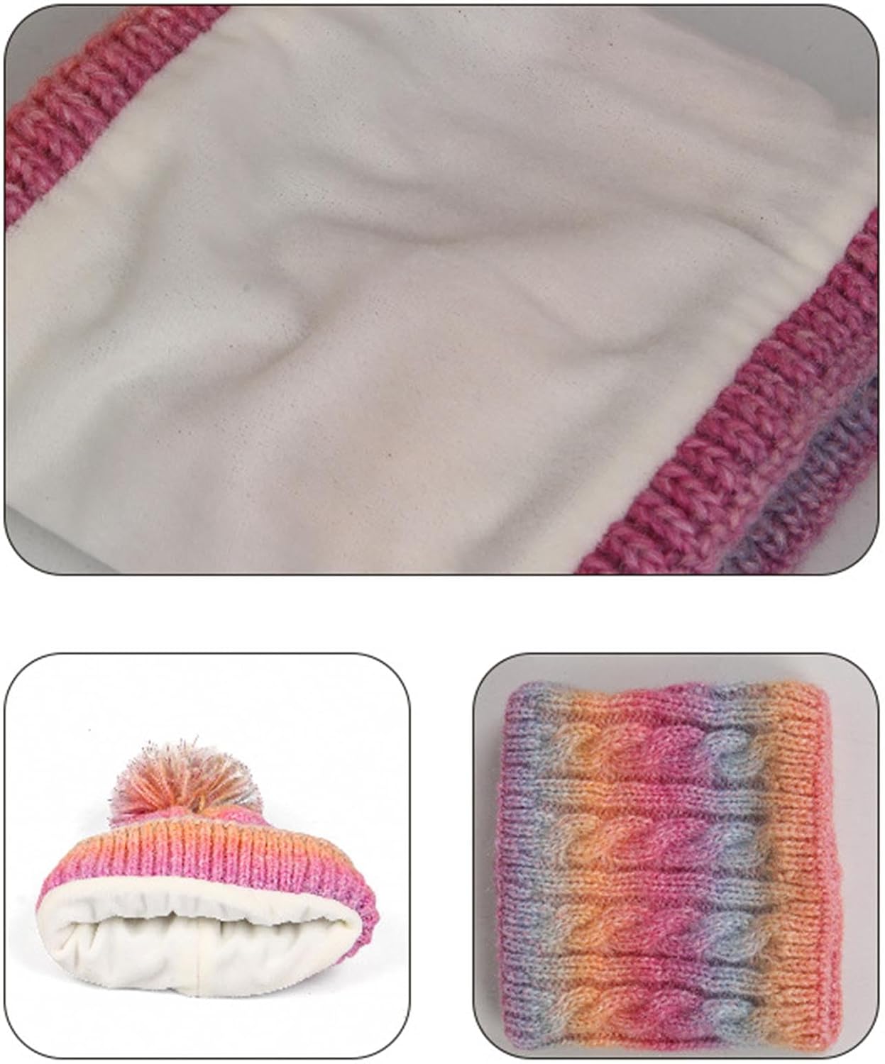 Kids Winter Knit Hat Neck Warmer Hand Warmers 3 Piece Set