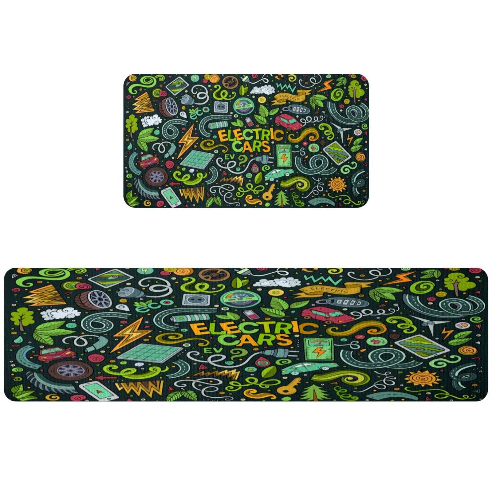 Alfombra de cocina de dos piezas que evita resbalones y absorbe manchas de agua