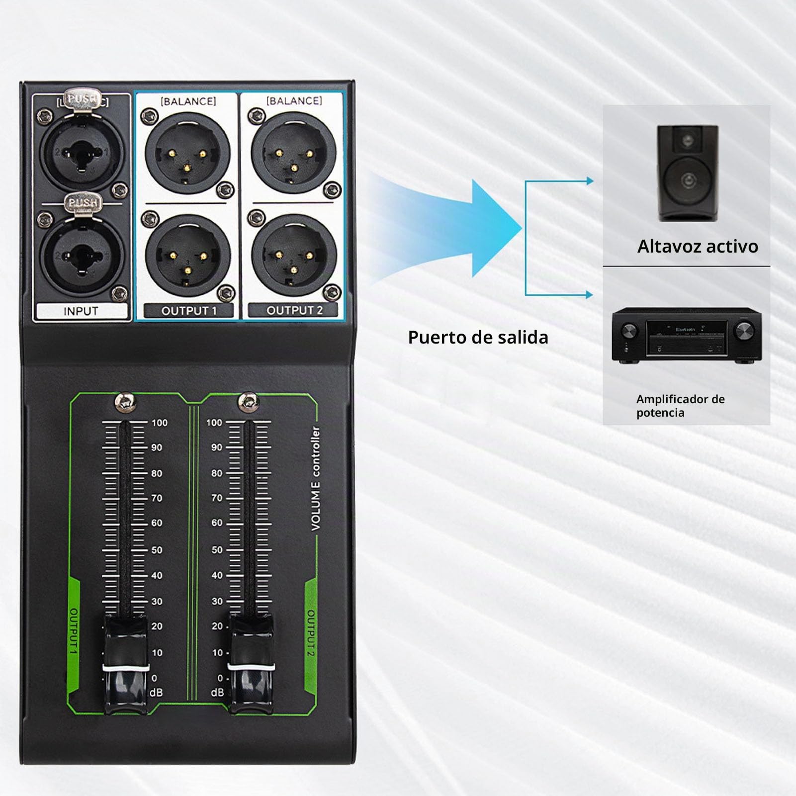 Controlador de Volumen Pasivo, Ajustador de Nivel de Sonido Controlador de Estudio Pasivo, Controlador de Volumen de Monitor Estéreo Pasivo, Controlador de Volumen Estéreo para