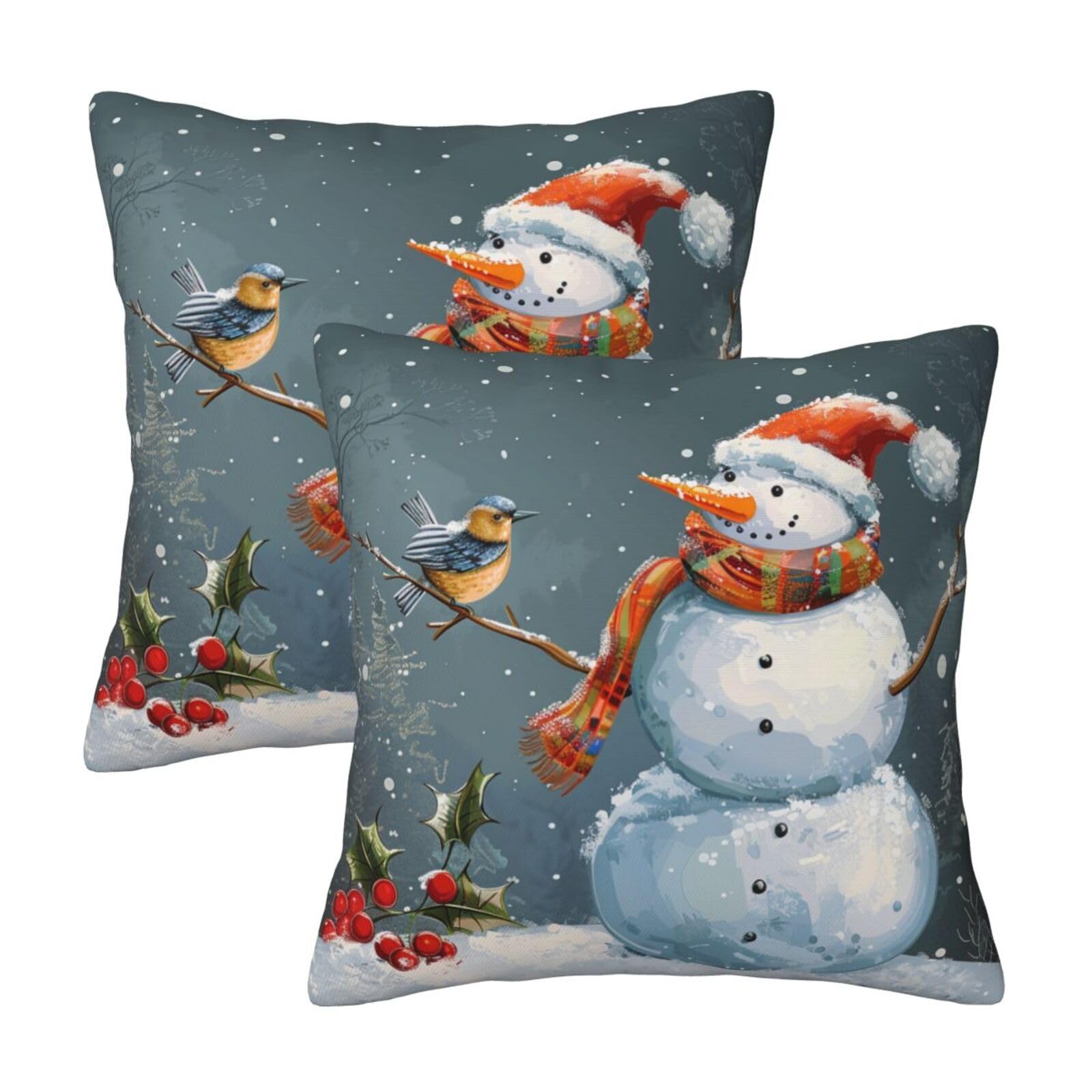 kkvhhyuo Merry Christmas 1 Print Pillow Covers Set of 2, Square Decorative Cushion Covers with Hidden Zipper, Throw Pillow Cases for Living Room Sofa Bed Chair, 50x50 cm