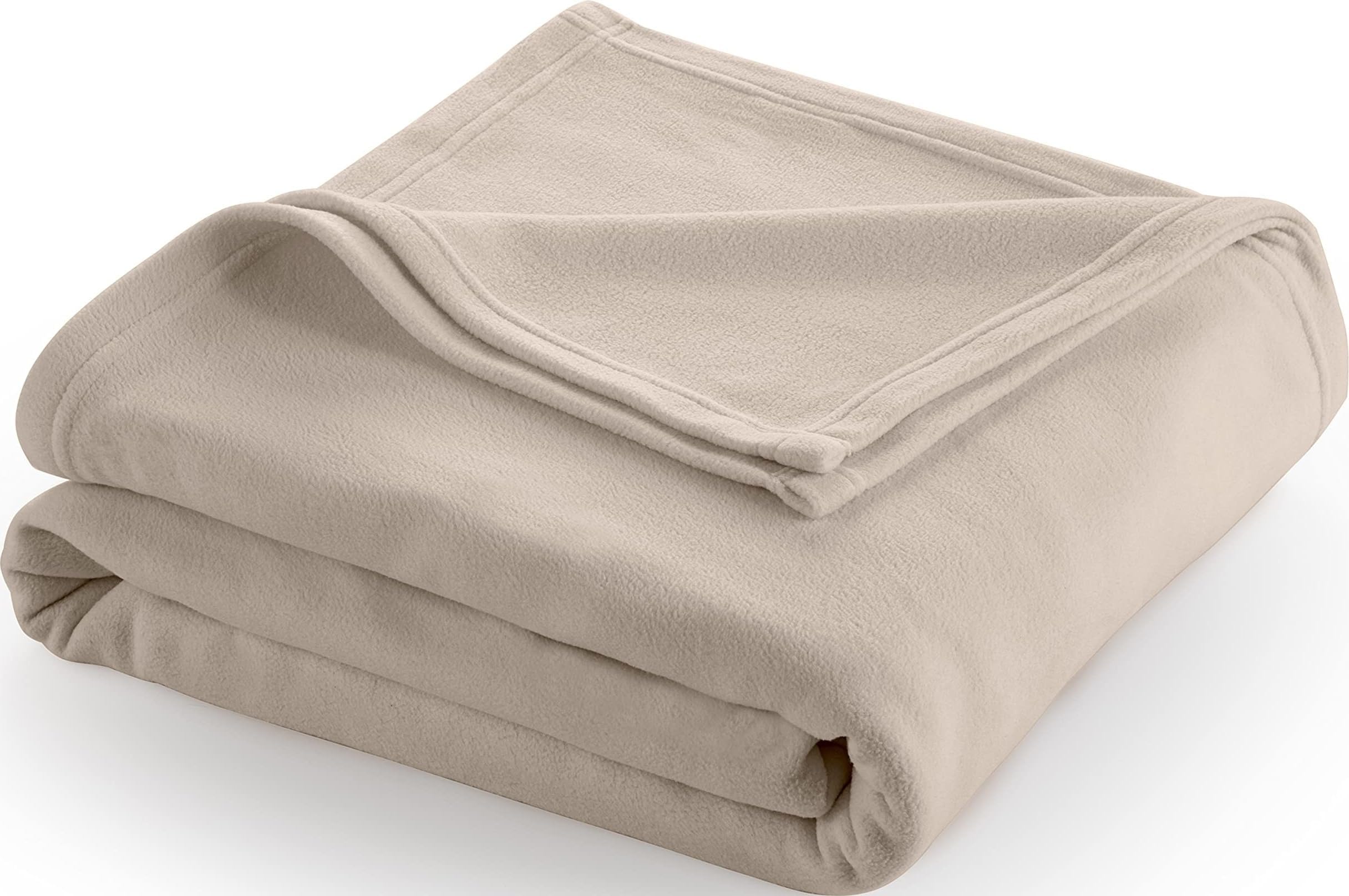 Twin Size Fleece Bed Blanket | Comfy Supersoft Fleece Blanket โ All-Season Light Weight Throw Blanket | Luxuriously Soft | Throw Blanket for Couch and Sofa | Machine Wash | Beige