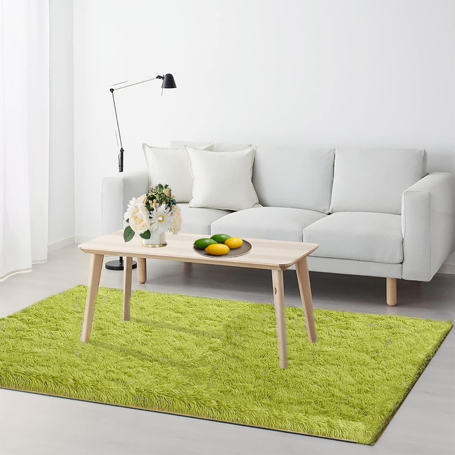 Plush Fluffy Area Rugs for Living Room Ultra Soft Shaggy Bedside Carpet for Bedroom, Cute Non-Skid Indoor Faux Fur Rugs for Kids Room Nursery Mats 2' x 3', Green
