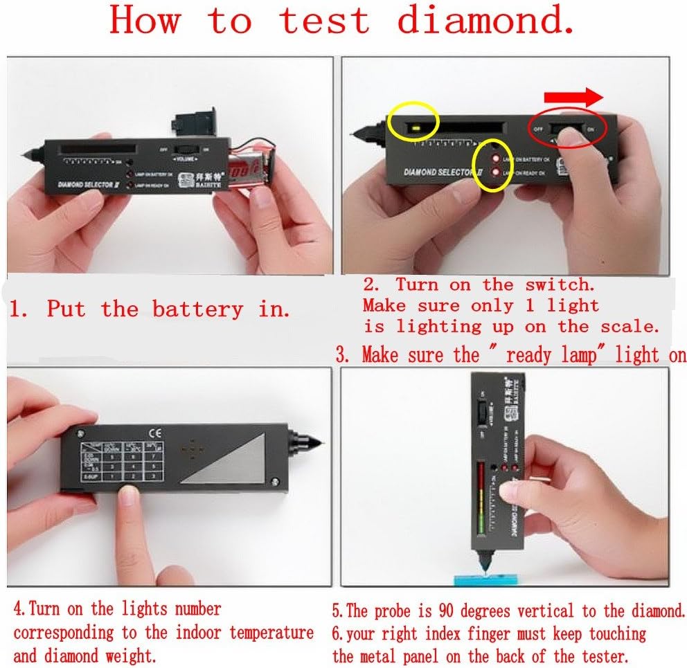 Jzk Tragbare Diamant Tester Diamantprufer Fur Diamant Saphir Rubin Kristall Achat Jade Edelsteine Diamant Selektor Ii V2 Amazon De Schmuck