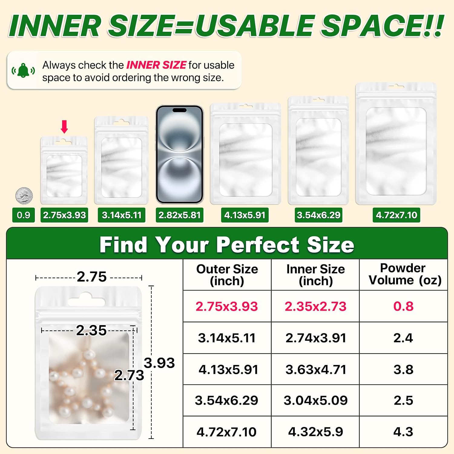 ANZNKU 100Pcs White Mylar Bags for Sewing Storage image 2