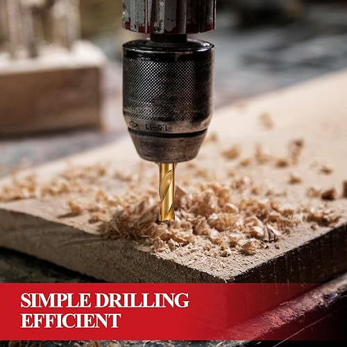 Miniatura 6 de Juego de 13 brocas HSS, juego de brocas de acero de alta velocidad con revestimiento de titanio (116"-14") para chapa, madera, plástico, diseño de