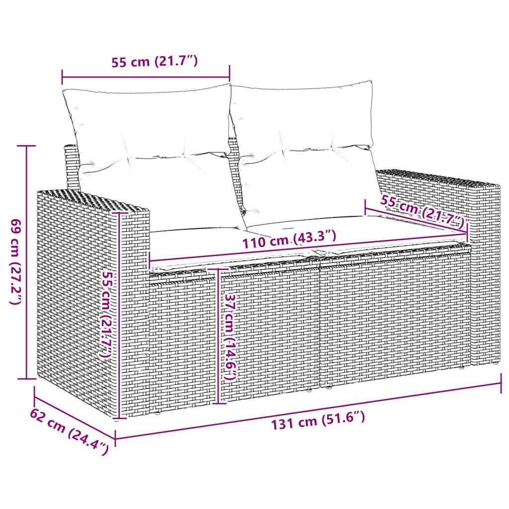 vidaXL Divano da Giardino con Cuscini a 2 Posti Beige in Polyrattan