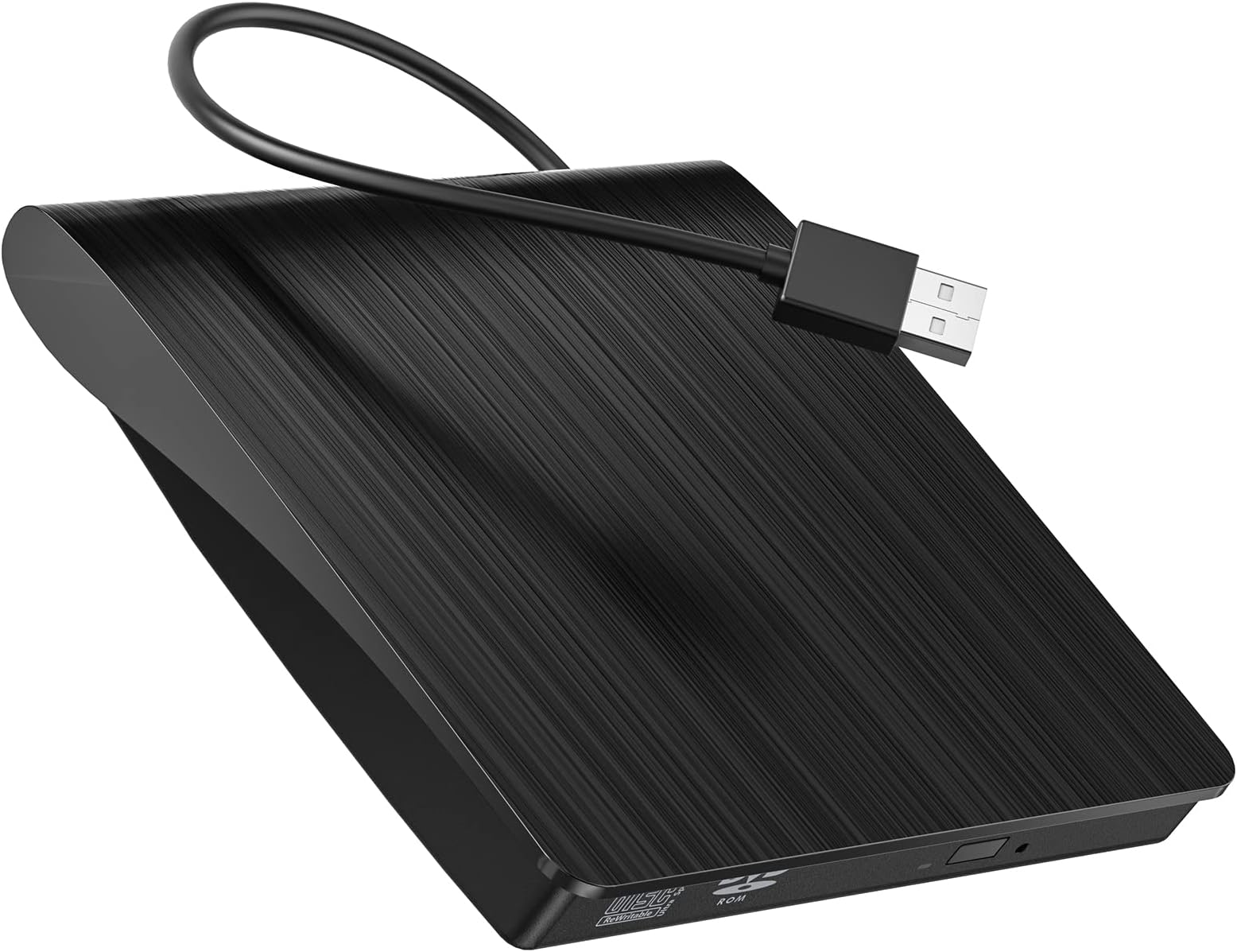 External CD DVD Drive USB 3.0 Portable CD/VCD +/-RW Drive Slim VCD/CD ROM Rewriter Burner Floppy Superdrive for Laptop Desktop Laptop,Windows 7/8/10/XP/Vista/Mac OS (Black)