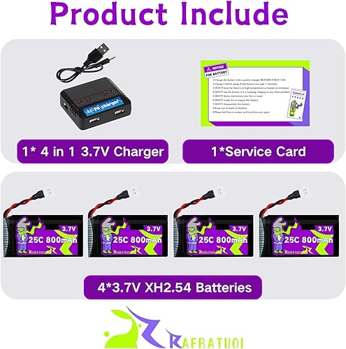 Miniatura 6 de 3.7V 800mAh 25C MolexXH2.54 Plug 802540 Baterías LiPo recargables, apto para Q9S Drones Force1 UFO Syma X5 X5SW X5C X5C1 Hengqi 905 Cheerson CX-30