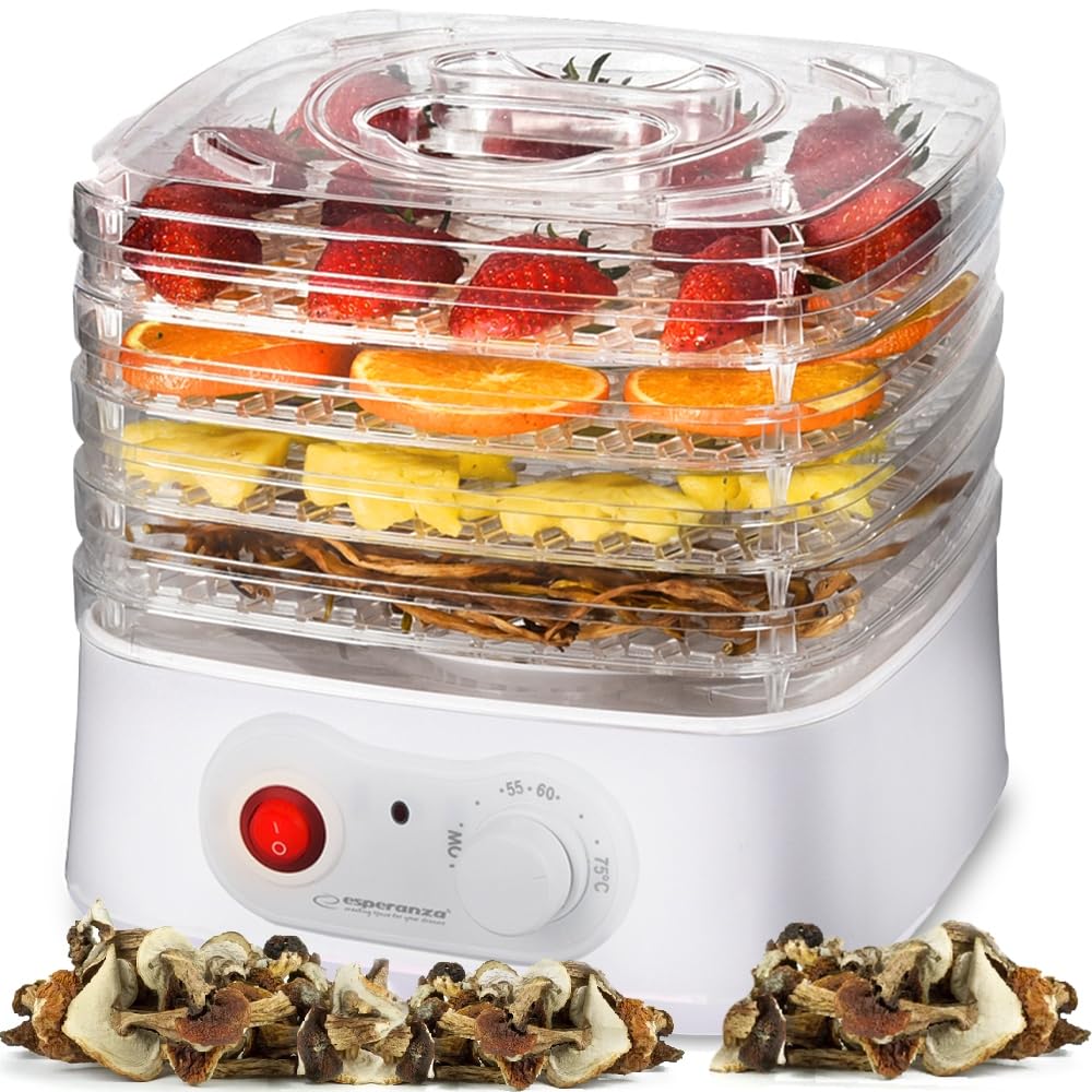Esperanza Food Dehydrator, 250W Transparent White, 5 Trays