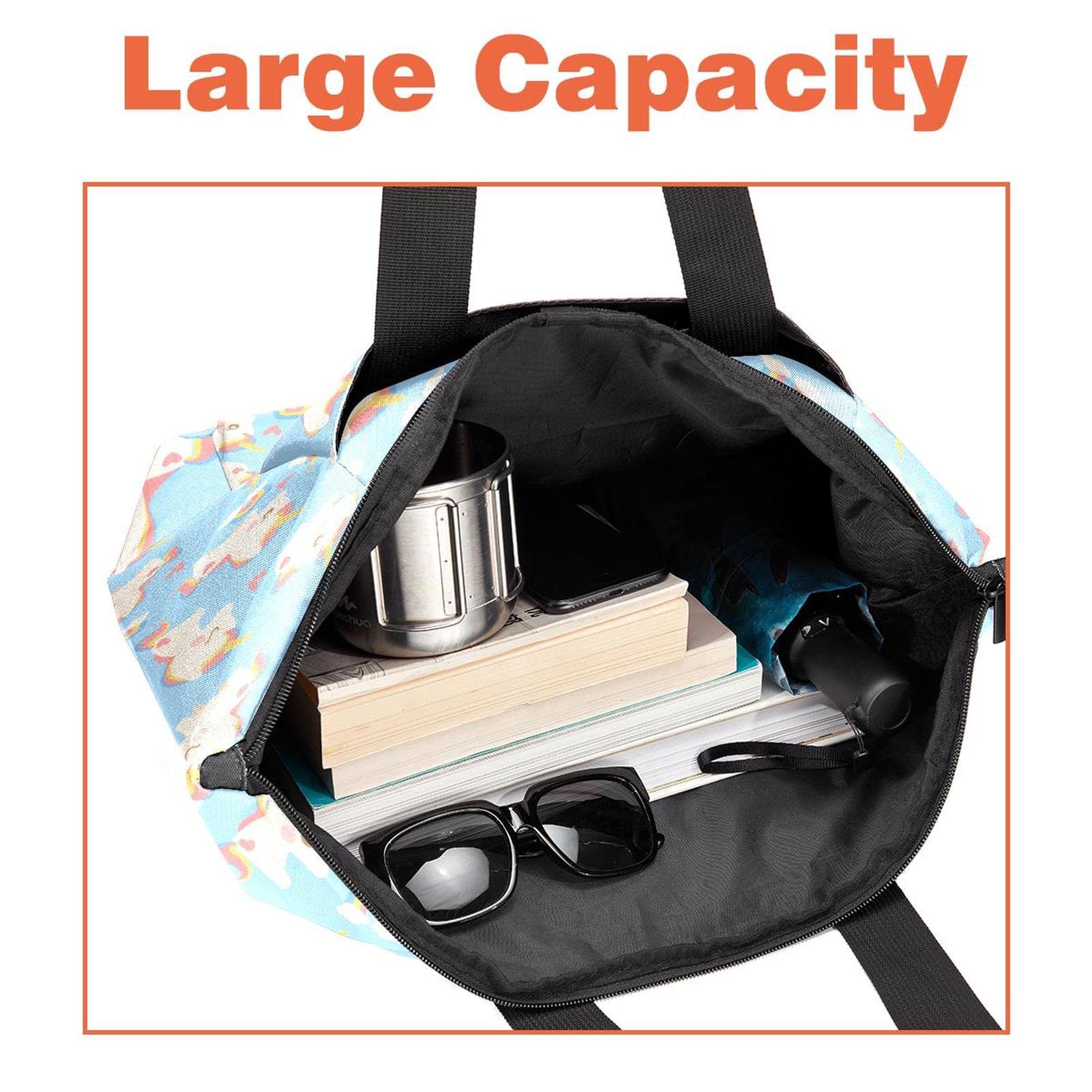 Tragetasche + Lunchbox Einhorn & Regenbogen Handtaschen + Isoliertaschen für Reisen, Arbeit, Schule, mehrfarbig, One Size