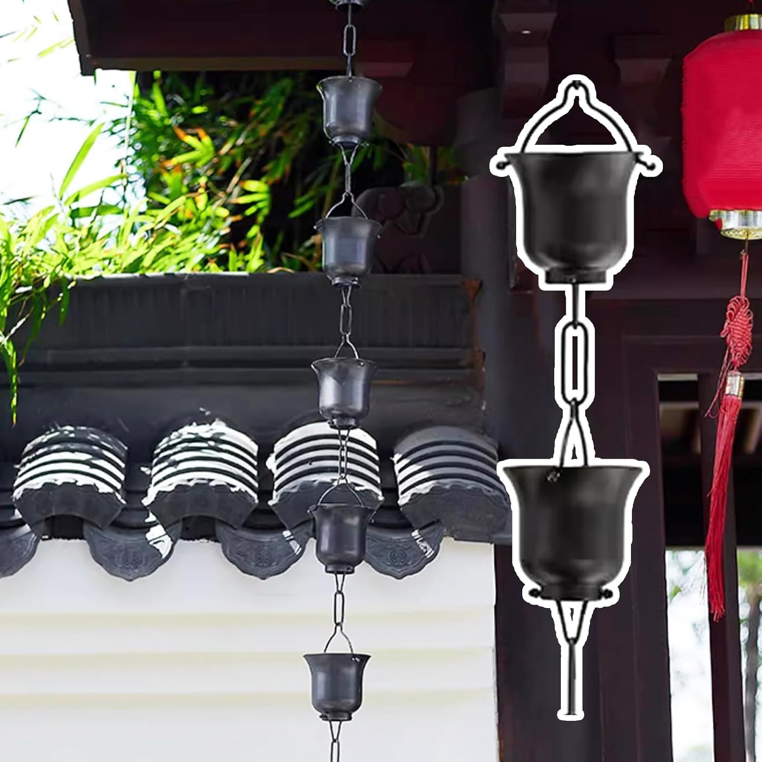 ASIORI Rain Gutter Chains Aluminum, Outdoor Hanging Roof