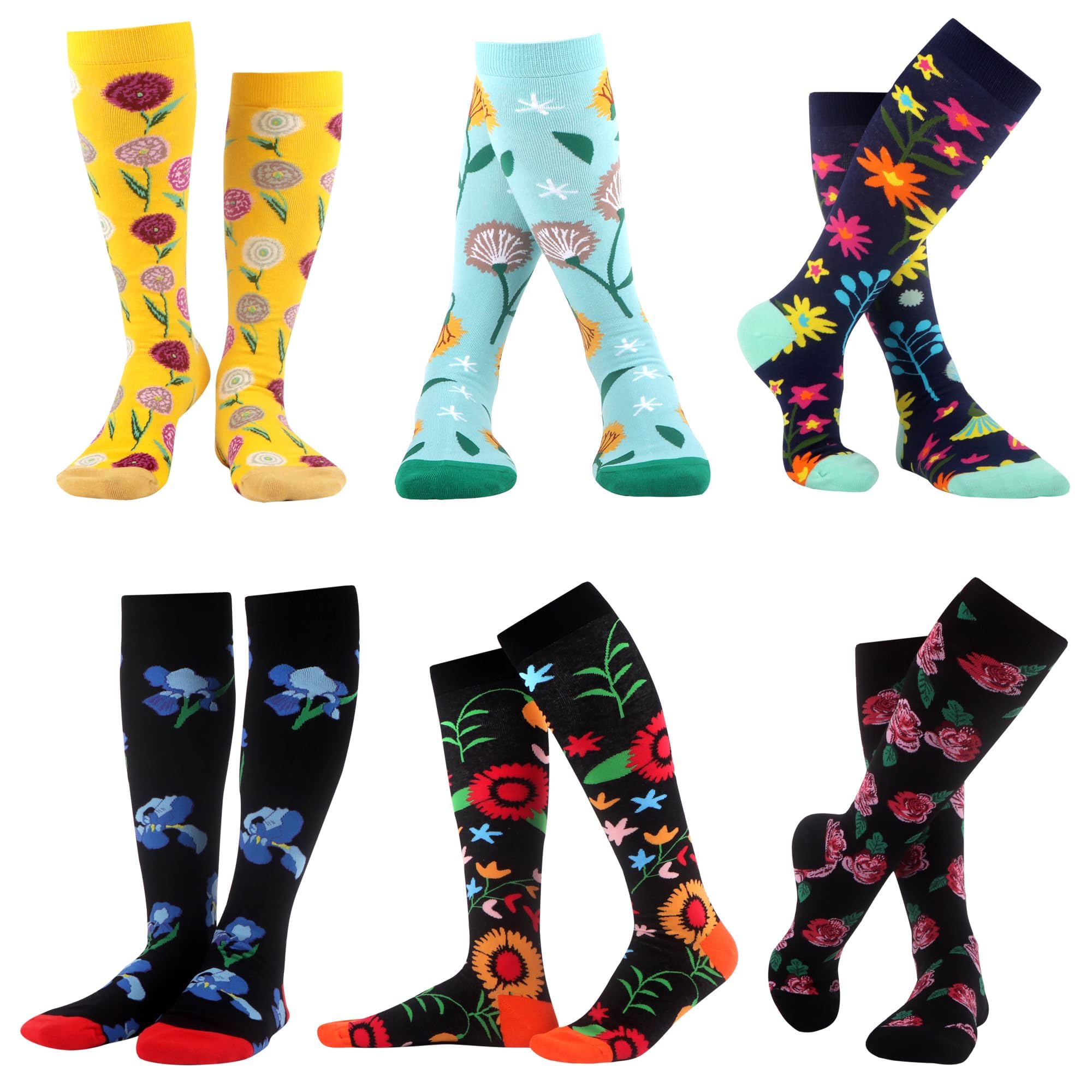 WeciBor Women's Funny Novelty Multi Colorful Pattern Cotton Knee High Socks