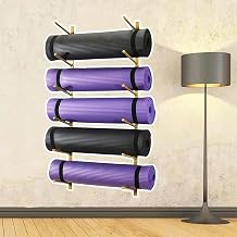 Wall Mount Home Gym Storage Rack Gold, Yoga Bolster Yoga Mat Strap Frame, Sports Workout Accessories, Wall Rack Organizer, for Fitness Class