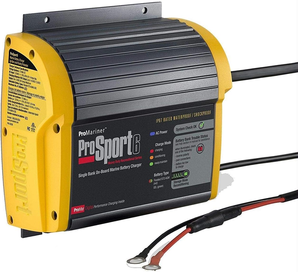 ProMariner Gen 3 ProSport 20 Amp 12/24/36 Volt 3 Bank Waterproof Marine Battery Charger 43021