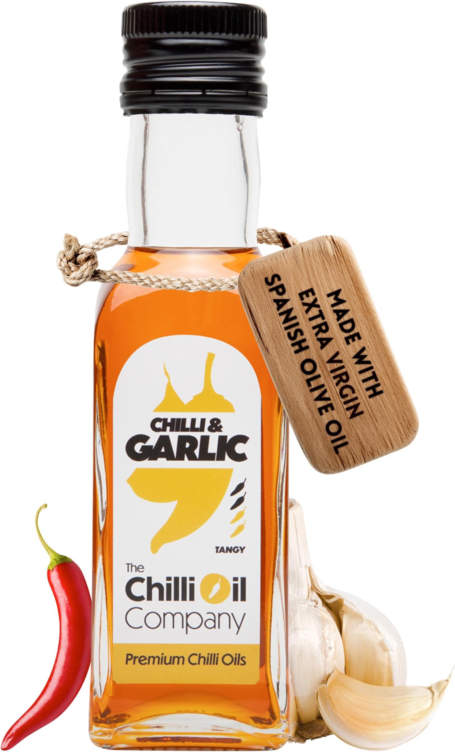 Chilli with Garlic, 125ml - Medium Hot Sauce with Spanish Extra Virgin Olive Oil - No Additives Spice for Pizza, Chicken, Pasta & More by The Chilli Oil Company