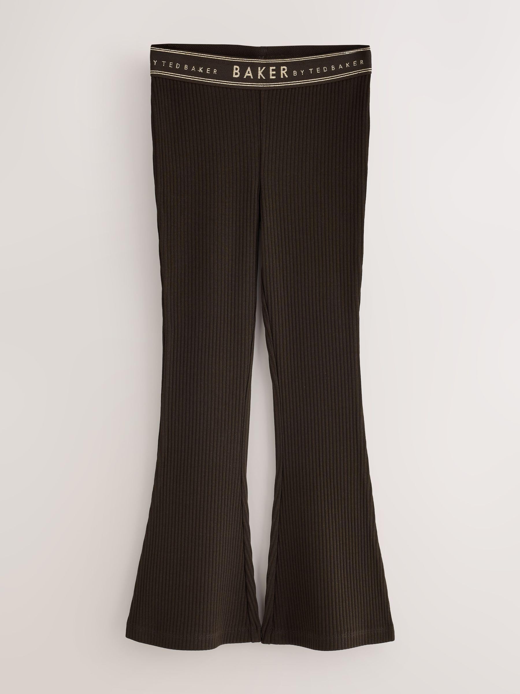 Starsze dziewczynki Legginsy z prążkowanego materiału z rozszerzanymi nogawkami w trzyczęściowym zestawie Baker by Ted Baker